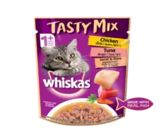 Whiskas Adult Tasty Mix Chicken with Tuna in Carrot in Gravy at ithinkpets