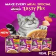 Whiskas Adult Tasty Mix Seafood Cocktail Wakame Seaweed in Gravy, Cat Wet Food,(1+Years)