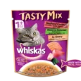 Whiskas Adult Tasty Mix Seafood Cocktail Wakame Seaweed in Gravy, Cat Wet Food,(1+Years)