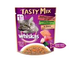 Whiskas Adult Tasty Mix Seafood Cocktail Wakame Seaweed in Gravy, Cat Wet Food at ithinkpets
