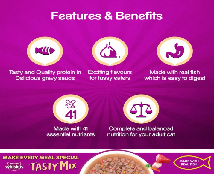 Whiskas Adult Tasty Mix Tuna With Kanikama And Carrot in Gravy, Cat Wet Food at ithinkpets (10)