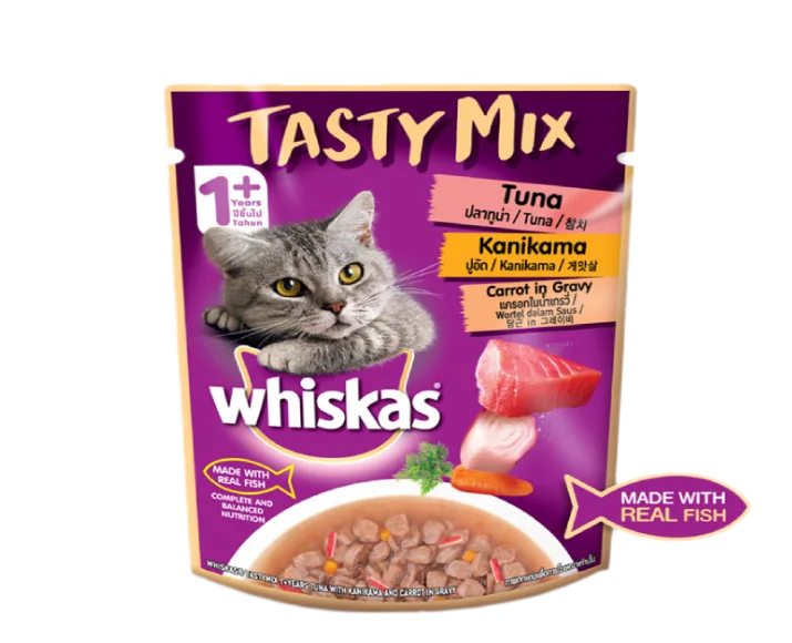 Whiskas Adult Tasty Mix Tuna With Kanikama And Carrot in Gravy, Cat Wet Food at ithinkpets (4)