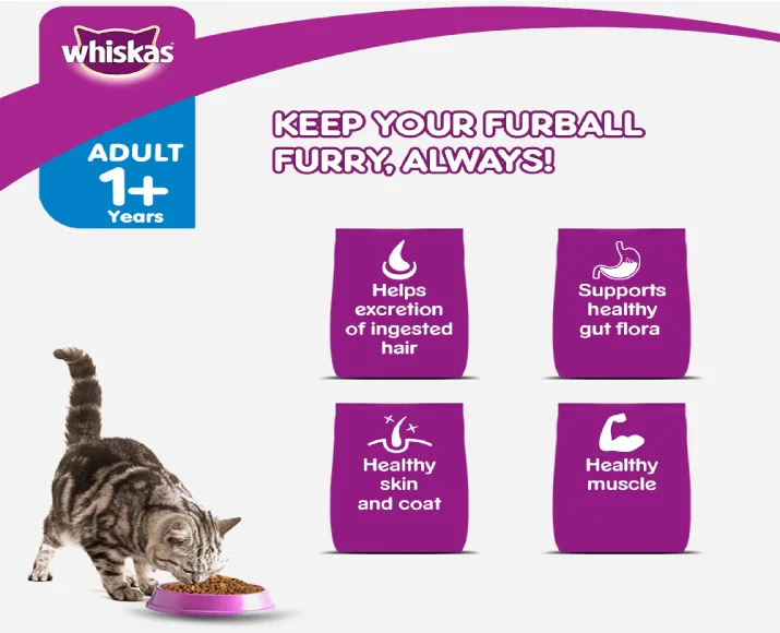 Whiskas Chicken and Tuna Flavour Hairball Control Dry Cat Food for Adult Cats at ithinkpets (5)