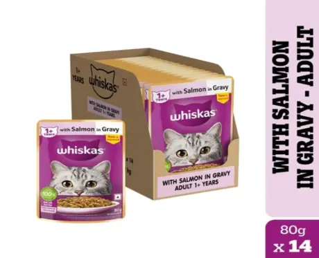 Whiskas Salmon in Gravy Adult Wet Cat Food,(1+Years)