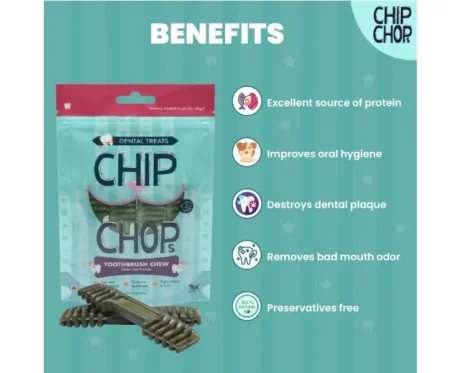 Chip Chops, Toothbrush Chew Green Tea Flavor (102 Grams) at ithinkpets.com (2)