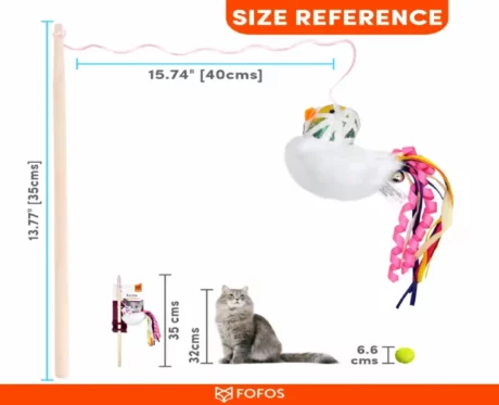 FOFOS Blocky Meow Bird Wand Catnip Toy, Cat and Kittens at ithinkpets (5)