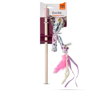 FOFOS Blocky Meow Feather Wand Catnip Toy, Cat and Kittens at ithinkpets (2)