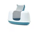 Savic Nestor Corner Cat Toilet White / Bluestone, 23x18x16 inch