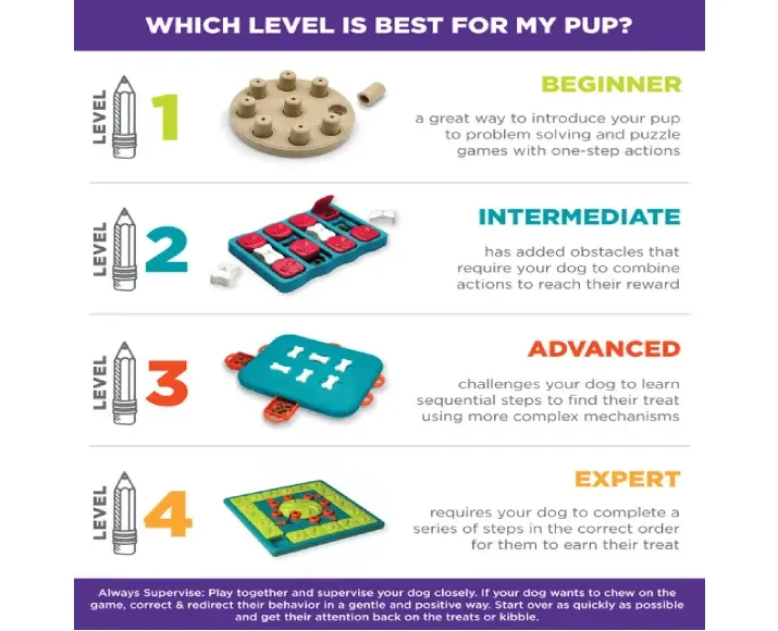 Outward Hound - Dog Smart Composite Interactive Treat Puzzle Dog Toy, Tan - Level  1 Game - Four Your Paws Only