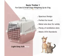 Savic Trotter Dog And Cat Carrier Light Grey Ash Rose at ithinkpets.com (2)