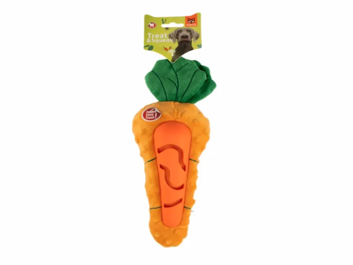 Plush carrot 2024 dog toy