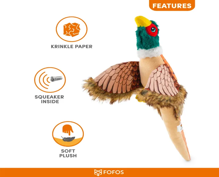 Fofos Dog Plush Toy Pheasant with Squeaker at ithinkpets.com (7)