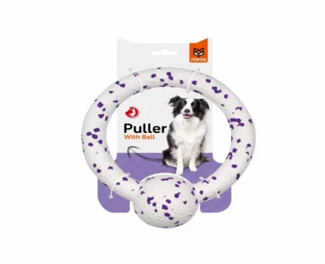 Fofos Durable Puller Dog Toy White And Purple at ithinkpets.com (1)