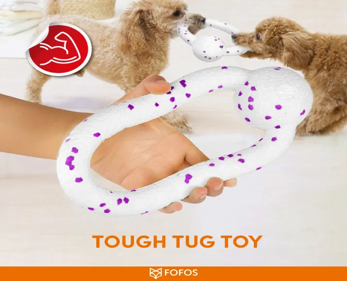 Fofos Durable Puller Dog Toy White And Purple at ithinkpets.com (5)