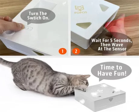 Fofos Electronic Cat Toy Errati Cat PIR Toy, White at ithinkpets.com (2)