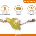 Fofos Flossy Rope Toy with Sloth Dog Toy