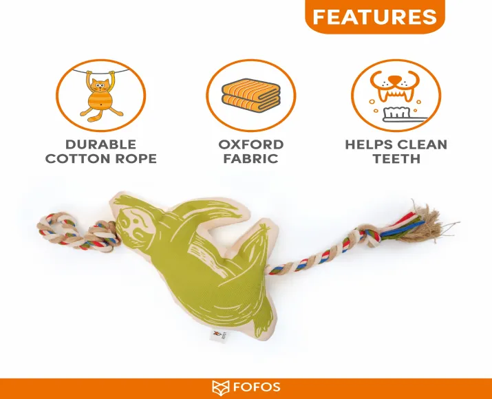 Fofos Flossy Rope Toy with Sloth Dog Toy at ithinkpets.com (5)