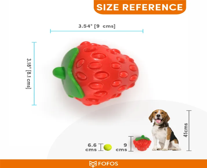 Fofos Fruity Bites Crazy Strawberry, Dog Squeaky Toy at ithinkpets.com (5)