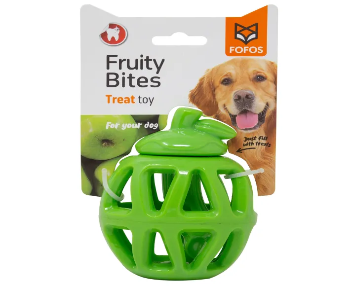 Fofos Fruity Bites Treat Dispenser Dog Toy Apple, 2 in 1 Dog Toy at ithinkpets.com (1)
