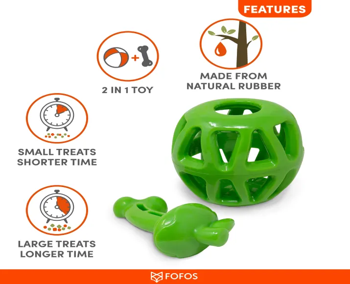 Fofos Fruity Bites Treat Dispenser Dog Toy Apple, 2 in 1 Dog Toy at ithinkpets.com (4)