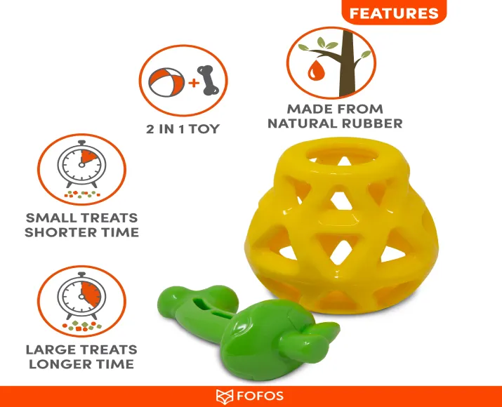 Fofos Fruity Bites Treat Dispenser Dog Toy Pear, 2 in 1 Dog Toy at ithinkpets.com (4)