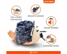 Fofos Pull String And Sound Chip Mouse, Grey at ithinkpets.com (5)