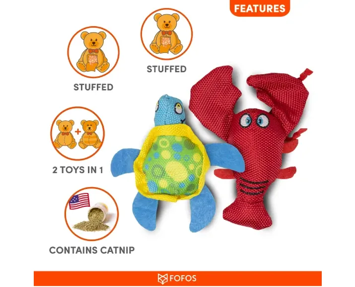 Fofos Summer Catnip Cat Toy Turtle with Lobster at ithinkpets.com (6)