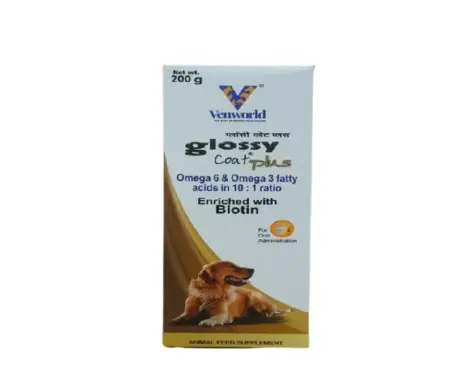 Venky's Glossy Coat Plus, Skin & Coat Supplement, 200 GM at ithinkpets.com 1 (1)