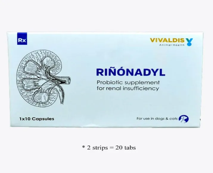 Vivaldis Rinonadyl Prebiotic Renal supplement, 20 Tabs for dogs & cats at ithinkpets.com (2)