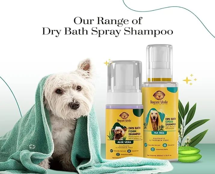 Dogsee Veda Dry Bath Spray Shampoo, 200 ml at ithinkpets.com (2)