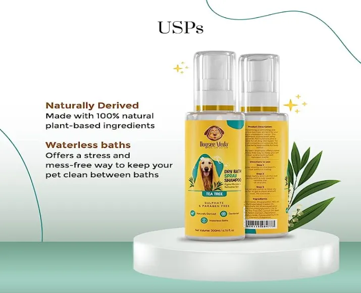Dogsee Veda Dry Bath Spray Shampoo, 200 ml at ithinkpets.com (5)