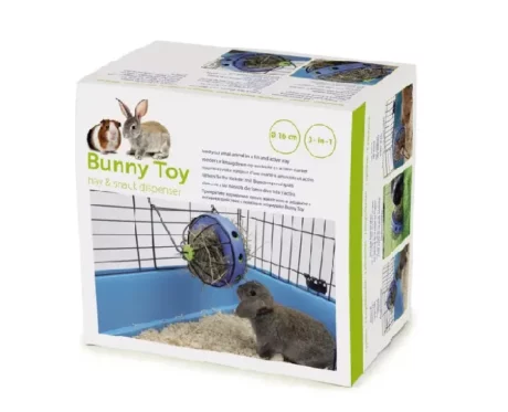 Savic Bunny Toy Hay & Snack Dispenser, Blue & Black at ithinkpets.com (1) (1)