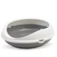 Savic Figaro Oval Cat Litter Tray with Rim, 22 inch, Cold Grey