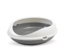 Savic Figaro Oval Cat Litter Tray with Rim, 22 inch, Cold Grey at ithinkpets.com (1)
