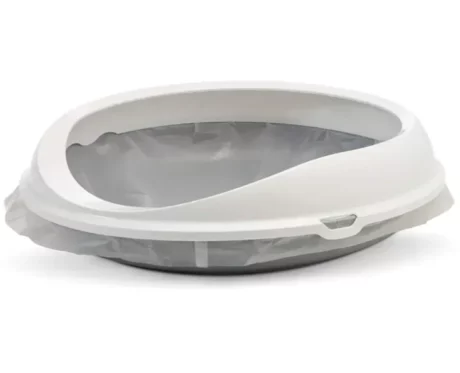 Savic Figaro Oval Cat Litter Tray with Rim, 22 inch, Cold Grey at ithinkpets.com (2)