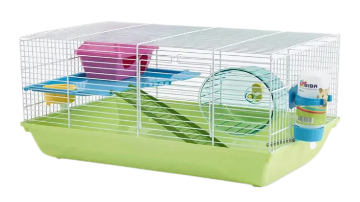 Savic Martha Hamsterkäfig 3-fach – Weiß/Grün Mit Laufrad, Haus & Trinkflasche