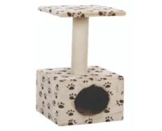 Trixie Junior Zamora Scratching Post with Paw Print Toy for Cats, Beige at ithinkpets.com (1)