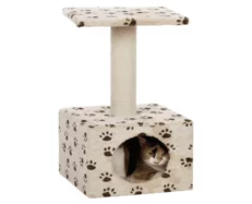 Trixie Junior Zamora Scratching Post with Paw Print Toy for Cats, Beige at ithinkpets.com (2)
