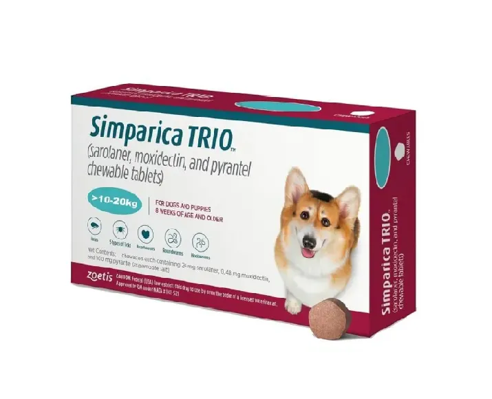 Zoetis Simparica Trio Chewable tablet for dogs, (10 – 20 Kg Weight) at ithinkpets.com (1) (1)