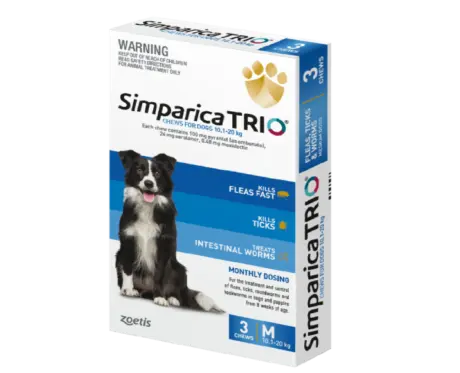 Zoetis Simparica Trio Chewable tablet for dogs, (10 - 20 Kg Weight) at ithinkpets.com 3