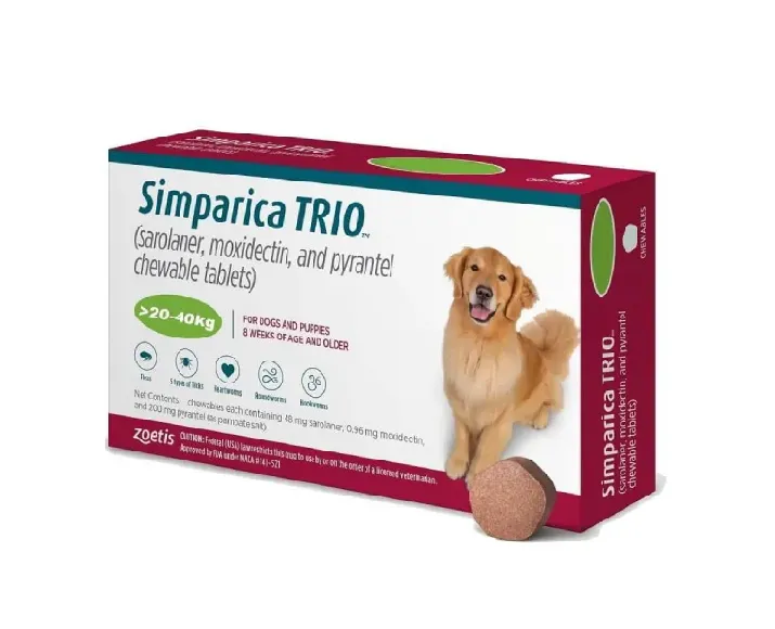 Zoetis Simparica Trio Chewable tablet for dogs, (20 – 40 Kg Weight) at ithinkpets.com (1) (1)