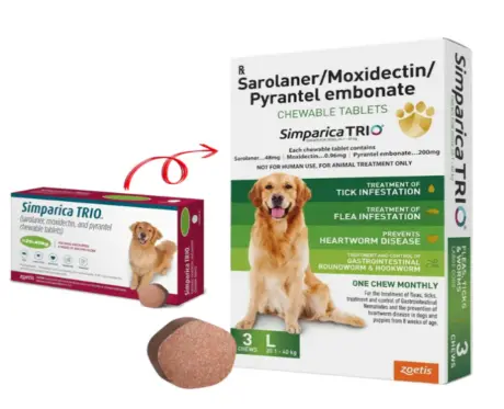 Zoetis Simparica Trio Chewable tablet for dogs, (20 – 40 Kg Weight) at ithinkpets.com 2 (1)