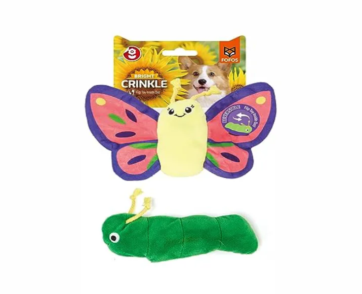 Fofos Butterfly Caterpillar Reversible Dog Plush Toy at ithinkpets.com (1)