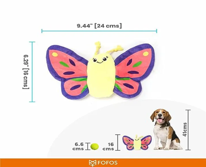 Fofos Butterfly Caterpillar Reversible Dog Plush Toy at ithinkpets.com (6)