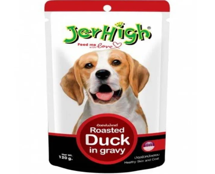 JerHigh Roasted Duck in Gravy and Chicken And Liver in Gravy Dog Wet Food Combo at ithinkpets.com (3)