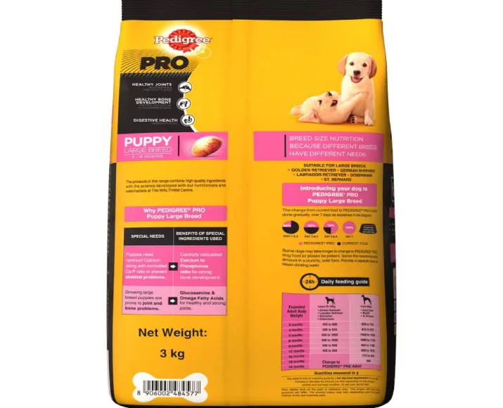 Pedigree PRO Large Breed Puppy Dry Food and Chicken Flavour Biscrok Treat Combo (3kg +900g) at ithinkpets.com (4)