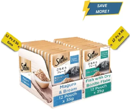 Sheba Maguro Bream Fish and Fish with Dry Bonito Flake Cat Wet Food Combo (12+12) at ithinkpets.com (1) (1)