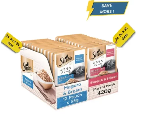 Sheba Skipjack Salmon Fish and Maguro Bream Fish Premium Cat Wet Food Combo (24+24) at ithinkpets.com (1) (1)
