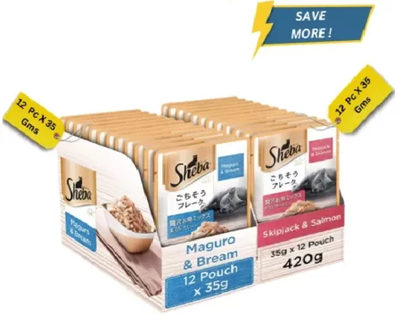 Sheba Skipjack Salmon Fish and Maguro Bream Fish Premium Cat Wet Food Combo at ithinkpets.com (1) (1)