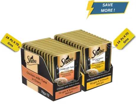 Sheba Tuna Pumpkin Carrot and Chicken With Tuna Adult Cat Wet Food Combo, 28 Pcs at ithinkpets.com (1)